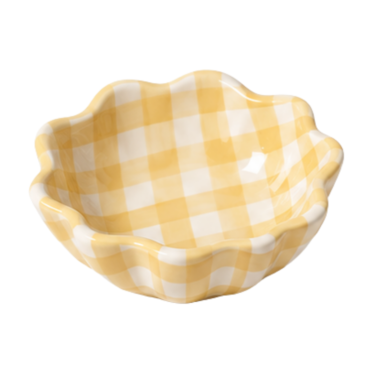 Gingham Scallop Bowl – Butter Yellow